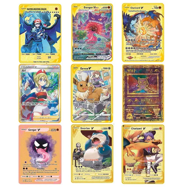 2023 Pokemon Metal Cards Pikachu Vmax Charizard Gengar Eevee snorlax Anime Games Collection Letters Iron Cards Toys Kids Gifts Amazoline Store