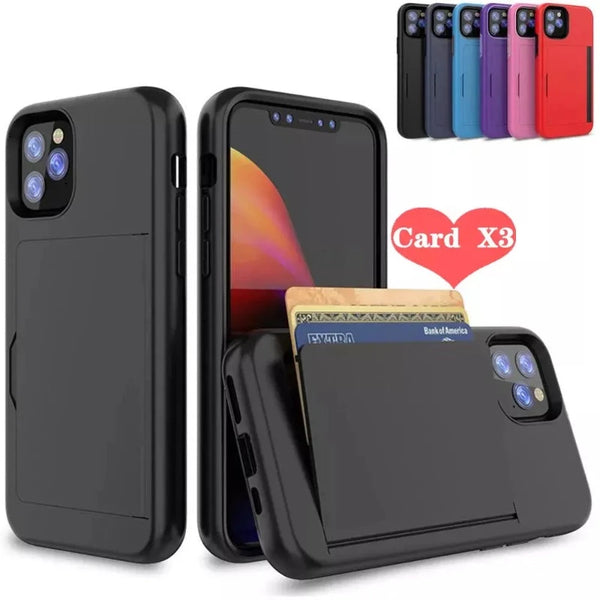 Candy iPhone Case Armor Case For iPhone 14 13 12 11 Pro  7 8 Plus 6 6s X XS MAX XR Phone Case With Card Holder On Back Card Slot Case For iPhone 11 11Pro 11Pro Max Amazoline Store