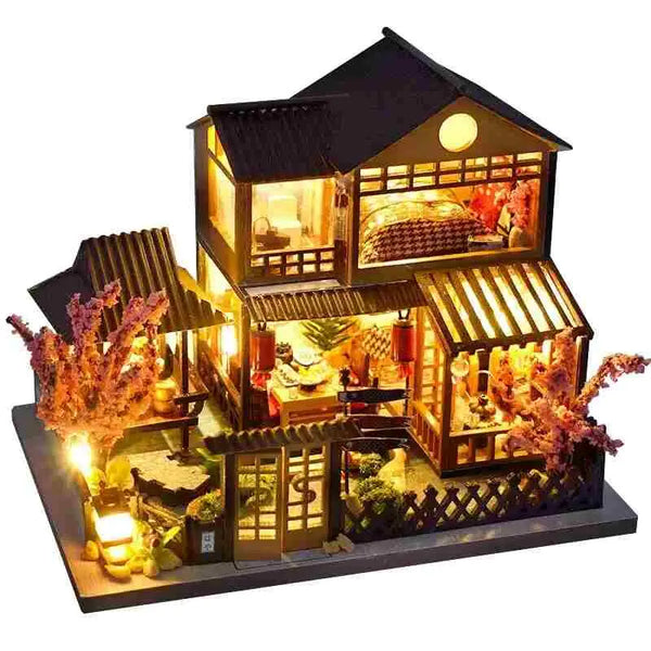 Miniature Dollhouse Wooden Furniture Dolls lights LED Dolls House Furniture Kits Birthday Gifts For Children - Amazoline Store