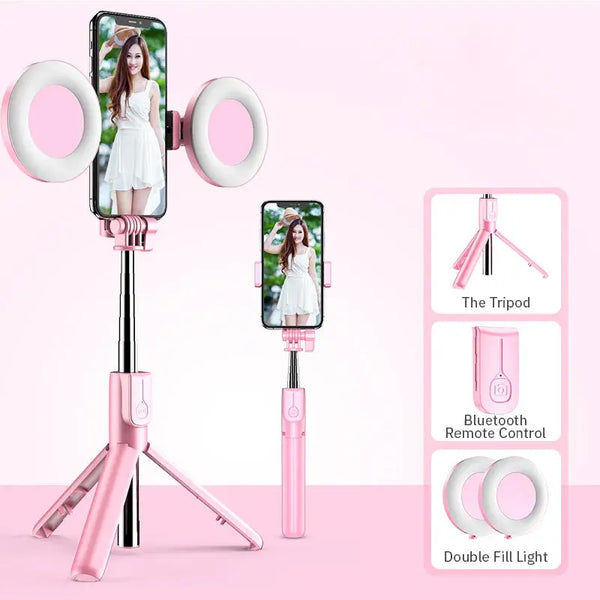 Wireless Bluetooth Selfie Stick Tripod For iPhone Camera Led Ring Light With Stand Monopod For Mobile Phone Extendable Selfie Stick Tripod for iPhone 15 14 13 Amazoline Store