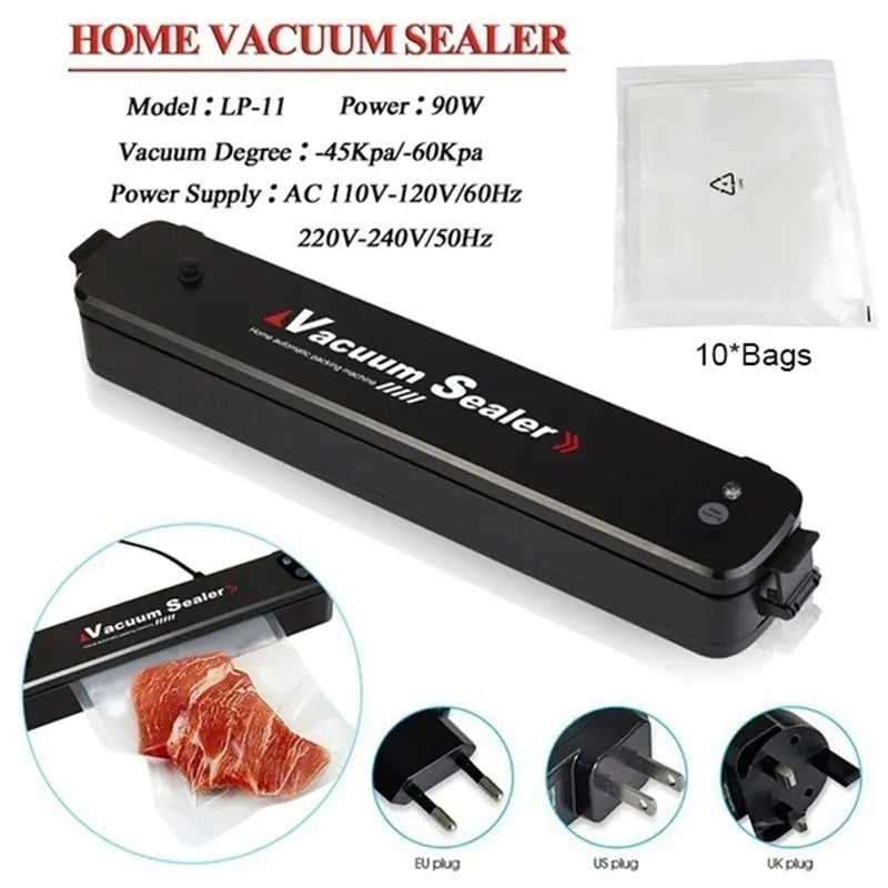 Kitchen Vacuum Food Sealer With 10pcs Food Seal Bags Automatic