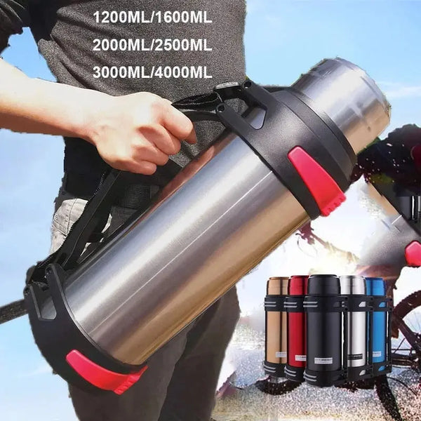 1200-4000ML Large Thermos Bottle Vacuum Flasks Stainless Steel Insulated Water Thermal Cup With Strap 48 Hours Insulation Amazoline Store