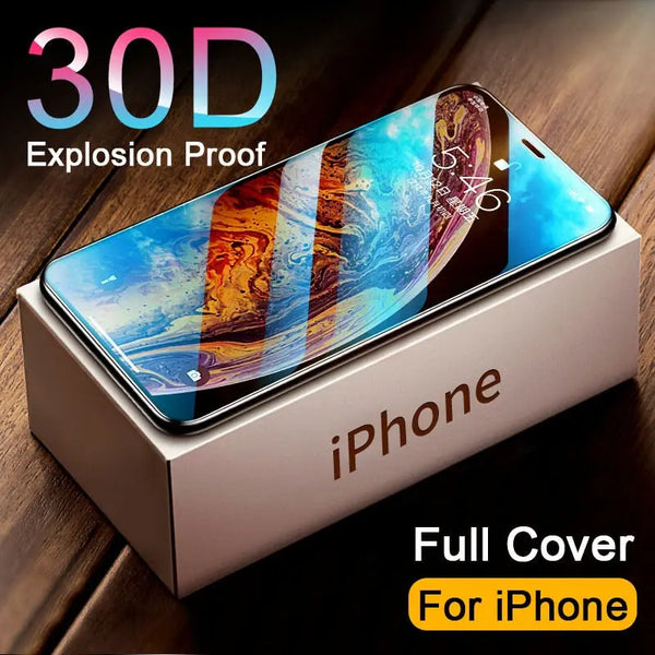 30D Full Cover Tempered Glass on For iphone 11 12 13 14 PRO MAX Screen Protector Protective Glass On iphone 14 X XR XS MAX Glass Amazoline Store