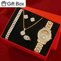 6PCS Women Gift Box, Set Gift, Golden Luxury Wathes, Brand Luxury Design, Women Watches Quartz Wrist Watch Watch, Montre Femme Quartz Amazoline Store