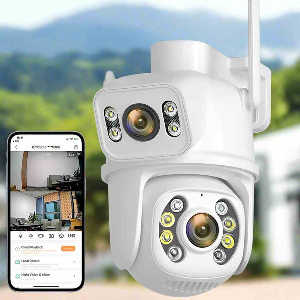 8MP 4K PTZ Wifi Camera Dual Lens with Dual Screen Ai Human Detect Auto Tracking Wireless Outdoor Surveillance Camera iCSee App Amazoline Store