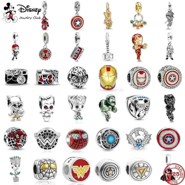 925 Disney Sterling Silver Charms Fits Original Pandora Spider Man Bracelet Movie Anime Character Spider Man Beads Amazoline Store
