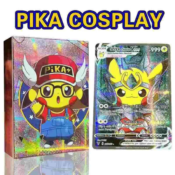 Anime Pokemon Cards Holographic Pokemon Cards Pikachu Cosplay DIY Luffy Tanjiro English Shiny Cards Amazoline Store