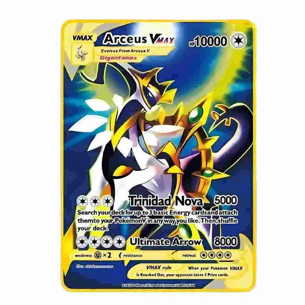 Arceus Vmax 10000, Pocket Monster Pikachu, English Pokemon Cards, Metal Gold Pokemon Cards Amazoline Store