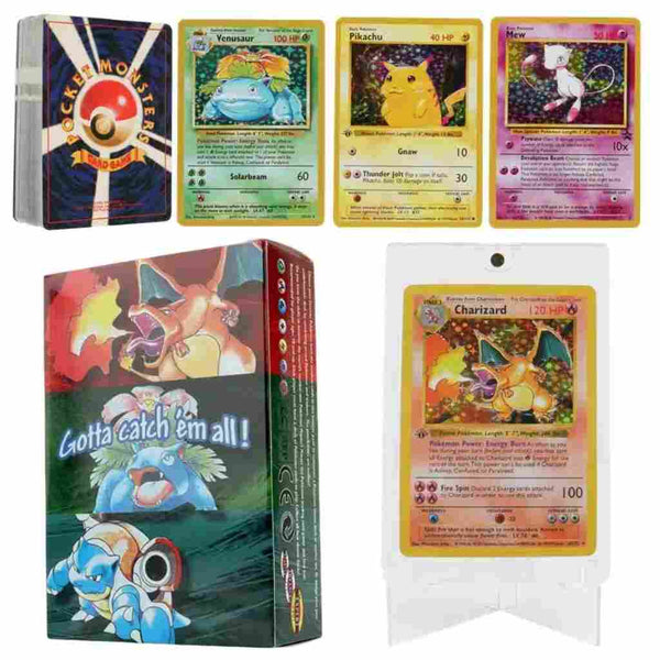 151pcs /Box 1996 First generation Pokemon Flash Cards Limited Edition Charizard Blastoise Venusaur Mewtwo Collectible Pokemon Cards Amazoline Store