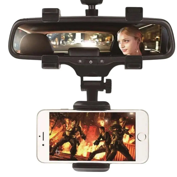 Car Phone Holder Car Rear view Mirror Mount 360 Degrees For iPhone 8 Samsung GPS smartphone Amazoline Store