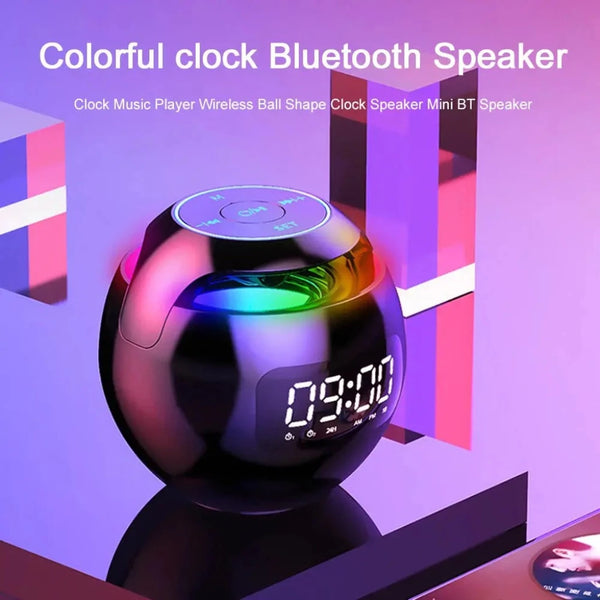 Colorful Bluetooth Speaker, Alarm Clock Bluetooth Speaker, LED Digital Alarm Clock, Music Player Wireless, Ball Shape, Mini bluetooth Portable Speaker Amazoline Store