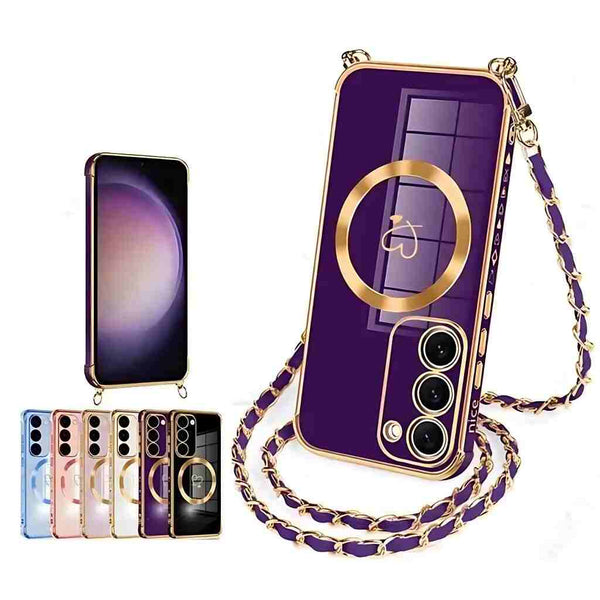 Crossbody Lanyard Phone Case For Samsung Galaxy S23 S24 Ultra S20 S21 S23 FE S24 For Magsafe Magnetic Charging Soft Phone Cover Amazoline Store