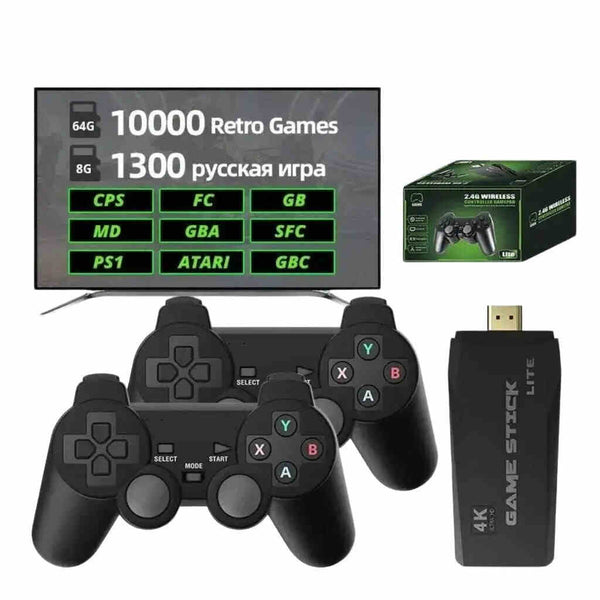 DATA FROG Retro Video Game Console For TV 2.4G Wireless Console Game Stick 4k 10000 Games Portable Dendy Console Games Amazoline Store