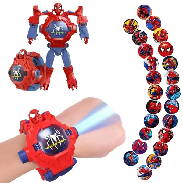 Disney Spiderman Robot 24 Projection Patterns Spiderman Watch Projector Kids Watch For Boys Electronic Clock Amazoline Store
