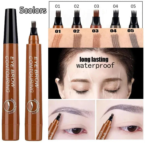 Liquid Eyebrow Pencil, Waterproof Microblading Eyebrow Pen, Tattoo Eyebrow Pencil, 5 Colors Dark Brown 4 Point, Makeup Tools for Eyes Amazoline Store