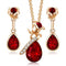 Luxury Fashion For Women Ruby Rose Flower and Droplet Shape Pendant Women Necklace Earrings Set Wedding Anniversary Jewelry Amazoline Store