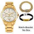 Luxury Gold Watches For Men Set with Box Quartz Wrist watch Luxury gold Bracelet Unique Christmas Gifts For Husband Amazoline Store