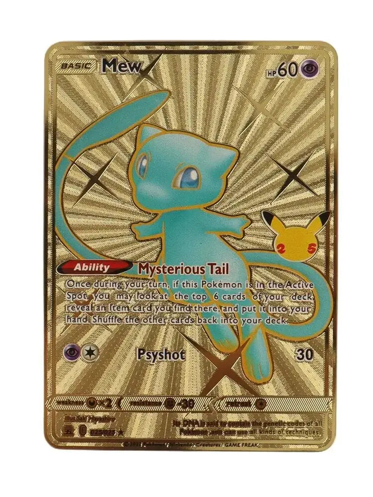 English Pokemon Card Metal, Golden Pokemon Mew Card