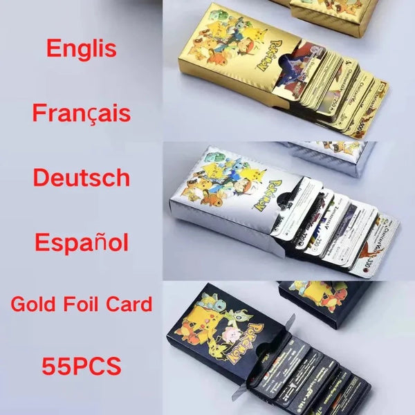 Pokemon Card English French Spanish Pokemon Gold Silver Cards Battle Cards Game Collectable Pokemon Cards Gifts For Kids Birthday Amazoline Store