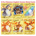 6-12 Pcs/Set Pokemon Metal Card English version Pocket Monster Pikachu pokemon Anime Figures Toys Battle Cards Game Gifts For Kids Amazoline Store
