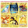 6-12 Pcs/Set Pokemon Metal Card, English version, Pocket Monster Pikachu, pokemon Anime Figures, Battle Cards Game, Toys Gifts For Kids Amazoline Store