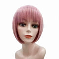 Short Bob Wig With Bangs Synthetic Wigs For Women Ombre Black Red Blonde Pink Lolita Cosplay Party Natural Hair Perruque Bob Amazoline Store
