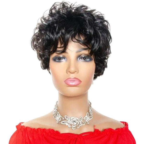 Short Human Hair Wigs Pixie Cut Wig With Bangs Loose Curly For Women Amazoline Store
