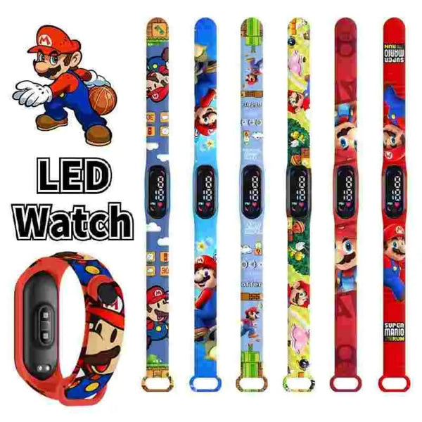 Super Mario Bros Watch Cartoon Anime Watch Character Luigi Luminous Bracelet LED Touch Waterproof Sports Kids Watch Birthday Gifts Amazoline Store