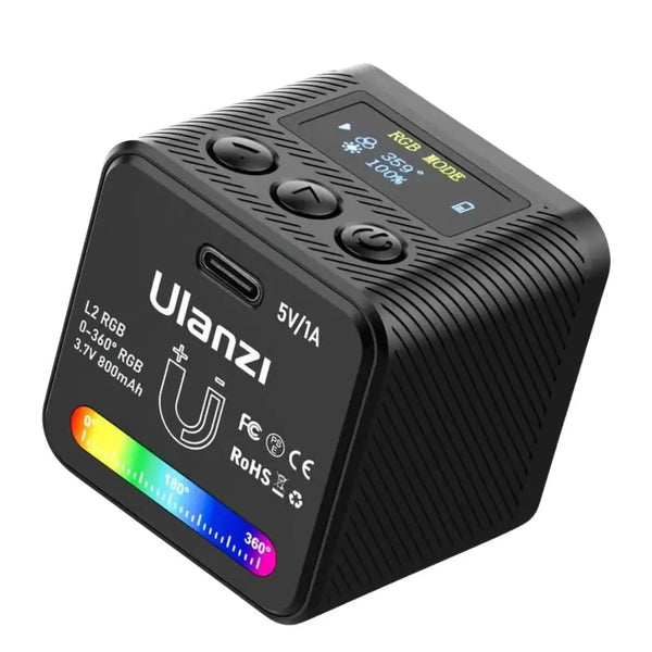 Ulanzi Light L2 RGB Mini COB Video Camera Dimmable 360° Full Color with Diffuser Honeycomb Photography for DSLR Camera Amazoline Store