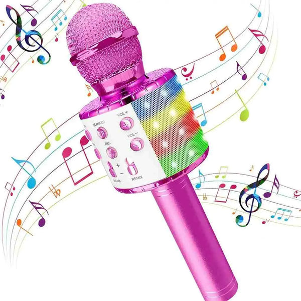 Wireless Karaoke Microphone Bluetooth Handheld Speaker Microphone Home KTV Machine Player With LED Lights Record Function Amazoline Store