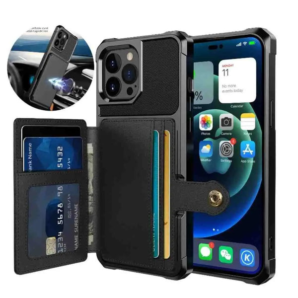 iPhone Magnetic Wallet Case Leather Case For iPhone 15 14 13 12 11 Pro Max XS Phone Cover Stand X 7 8 Plus SE2022 Anti Drop Phone Case Cards Slot Case Amazoline Store