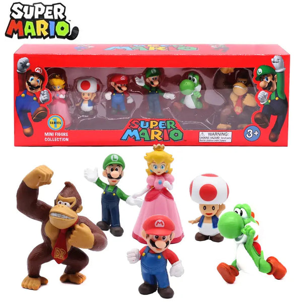 6pcs/set Super Mario Bros Action Figures Dolls Set Toys Mario Luigi Yoshi Donkey Kong Birthday Gifts for Children Amazoline Store
