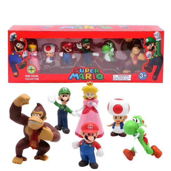 6pcs/set Super Mario Bros Action Figures Dolls Set Toys Mario Luigi Yoshi Donkey Kong Birthday Gifts for Children Amazoline Store