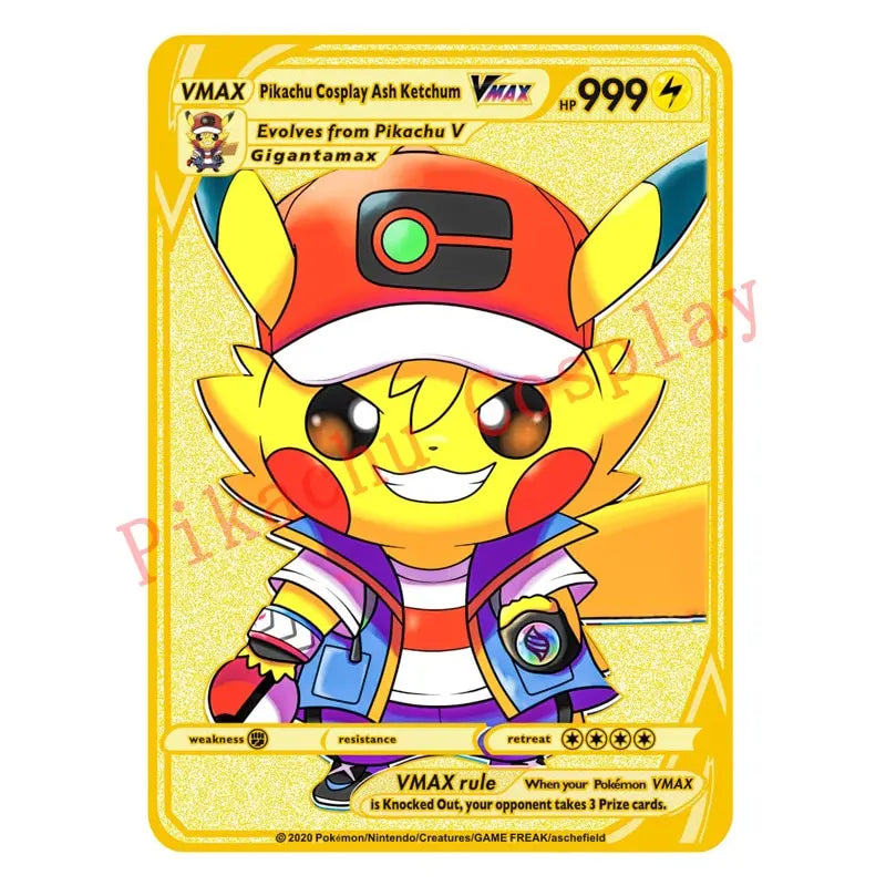 Pokemon Pikachu Gold Metal Saint Seiya Collection Anime Cards Game