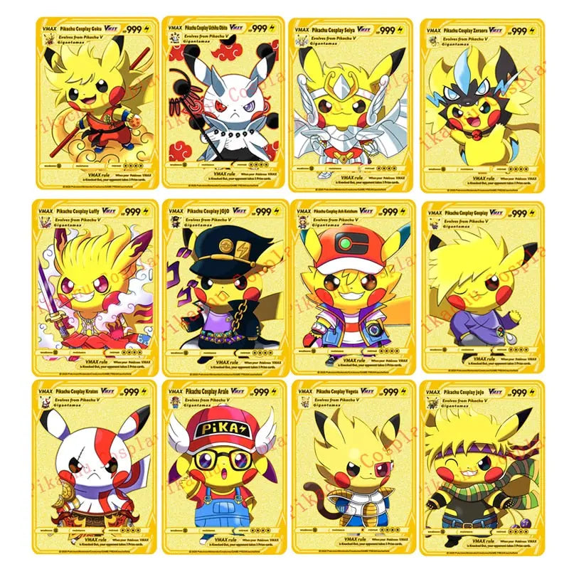 Pokemon Pikachu Gold Metal Saint Seiya Collection Anime Cards Game