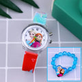 Fashion Cartoon Flash Light Girls Watches Kids with Bracelet Silicone Strap Princess Elsa Children Watches Clock reloj infantil Amazoline Store