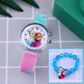 Fashion Cartoon Flash Light Girls Watches Kids with Bracelet Silicone Strap Princess Elsa Children Watches Clock reloj infantil Amazoline Store