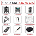 NEW S167 GPS Drone With Camera 5G RC Quadcopter Drones HD 4K WIFI FPV Foldable Amazoline Store