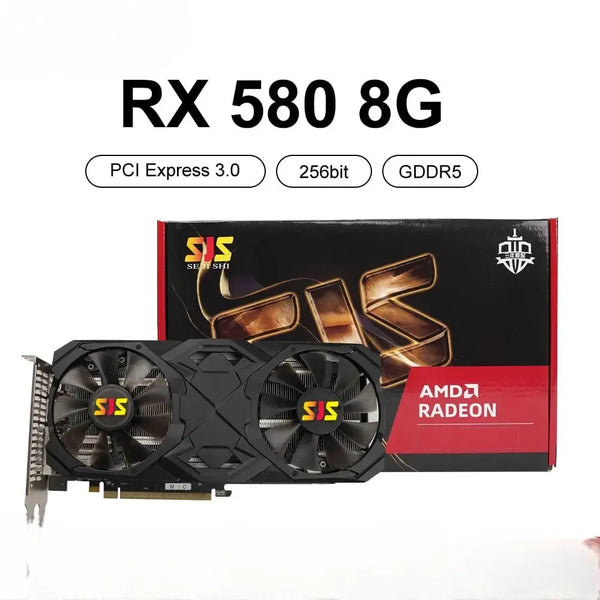 SJS Video Card RX 580 8G 256Bit 2048SP GDDR5 AMD GPU Graphics Cards Gaming PC RX580 Radeon 8GB Mining Gaming Card Amazoline Store